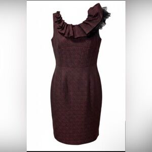 NWT Nue by Shani Asymmetrical Sheath Dress With Body Architecture Burgundy Red